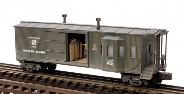 US Army Combo Bay Window Caboose-Freight Car USAX 23066, Lighted, (CAB10USA)_Operates on 3-Rail “O”Gauge track (CTN29)