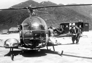 Bell H-13 Sioux - Light Utility / Observation Helicopter, M43 3/4-ton Dodge Ambulance.jpg