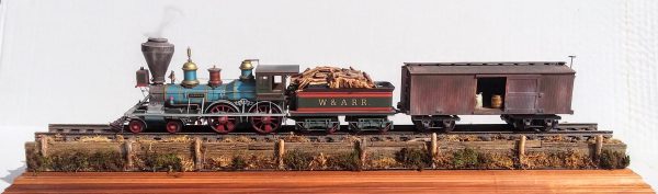 American Civil War “General” Locomotive-Tender & Freight Car Commemorative Set with plexiglas display case & track section_Operates on 3-Rail “O”Gauge track. Custom Finished by Modelcrafters_Operates on 3-Rail “O”Gauge track • Available Today • (CTN 44; 1,2,3 of 3)